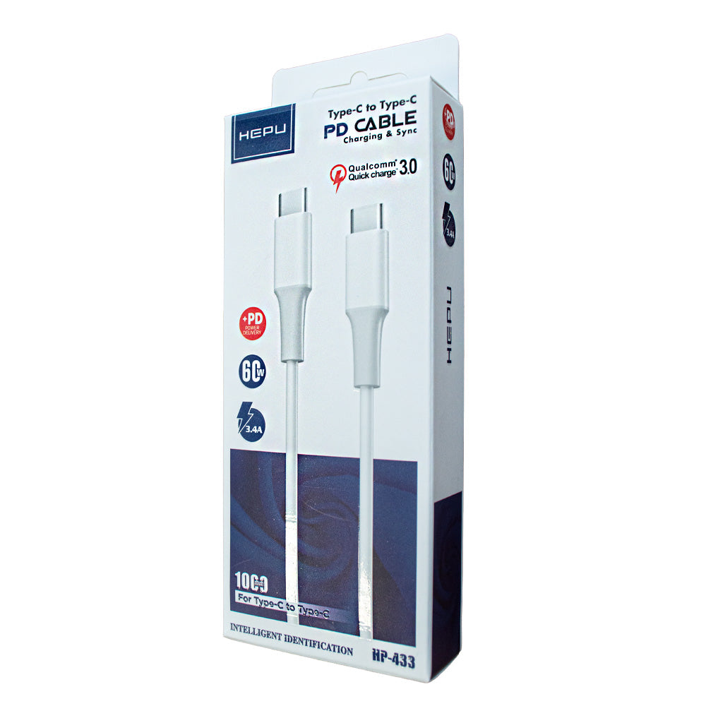 HEPU Royal USB-C-auf-USB-C-PD-Kabel 60 W – 1 m Weiß