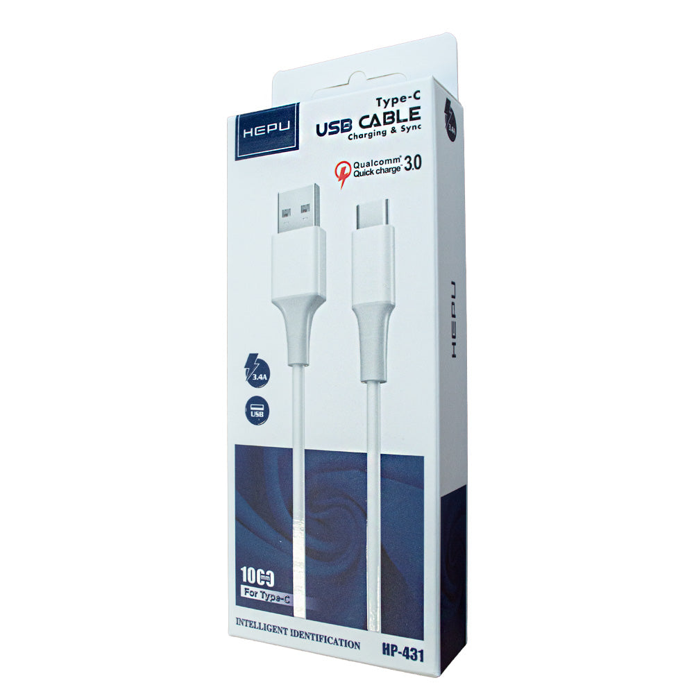 HEPU Royal USB-A-auf-USB-C-Lade- und Datenkabel 3,4 A – Weiß