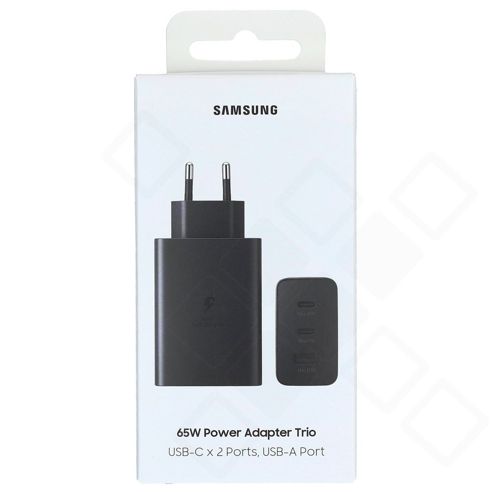 Samsung Power Adapter Trio EP-T6530NBEGEU 65W – 2x USB-C & USB-A – Schwarz