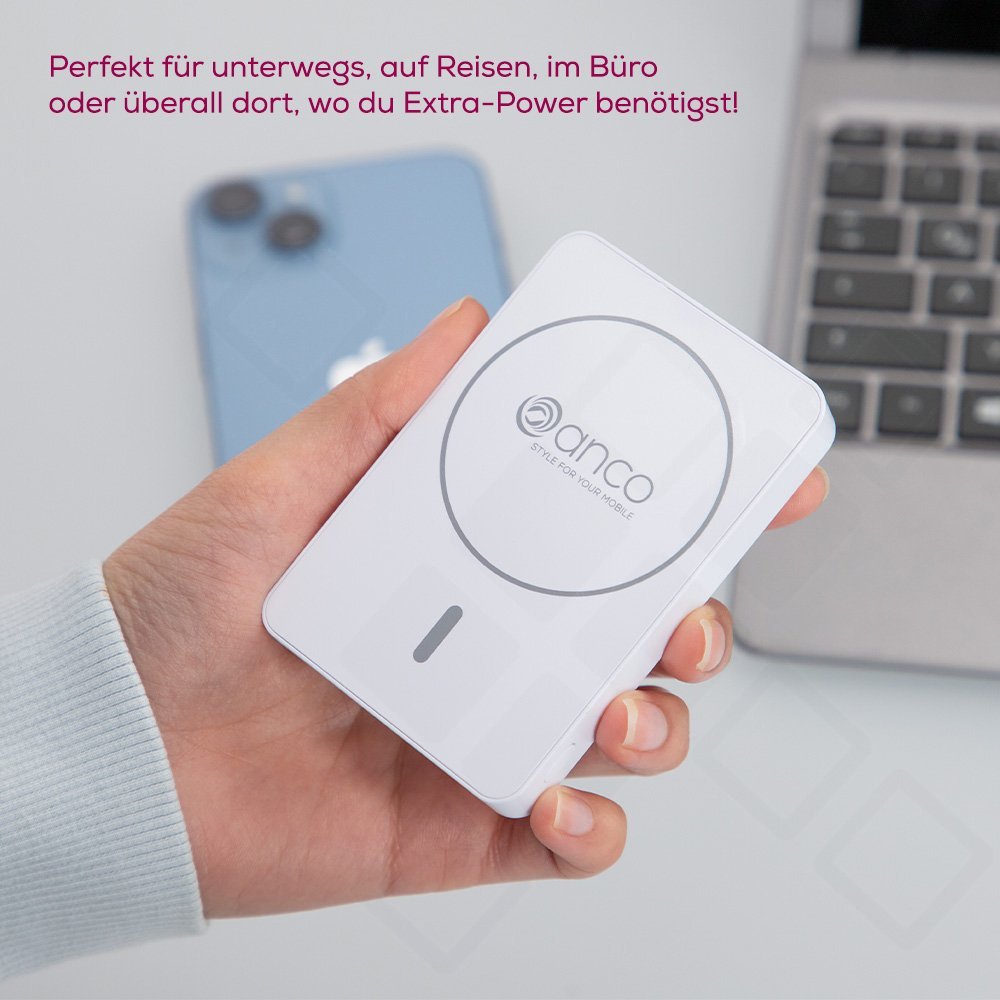 anco Magnetic Wireless Powerbank 5000mAh – MagSafe kompatibel Weiß