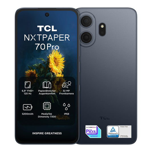 TCL NXTPAPER 70 Pro 5G Android Smartphone mit 6,9 Zoll Natürlichem Licht Display,NXTPAPER 4.0,120Hz FHD+,50MP 1.0um OIS Kamera, MuseFilm, 8GB RAM+256GB ROM, Bequemes Lesen, AI-Produktivität