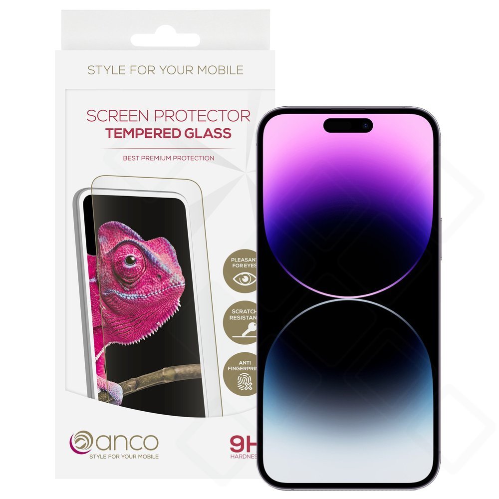anco 9H Panzerglas iPhone 14 Pro Max – Fullscreen Displayschutz | Schwarz