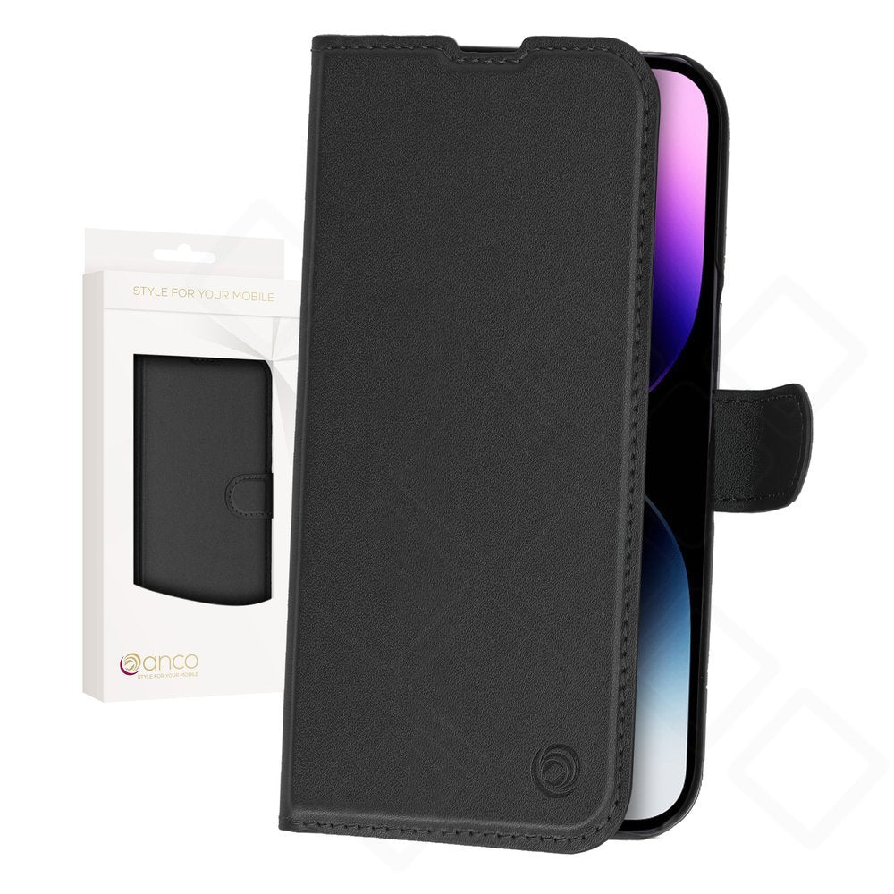 anco Basic Bookcase für iPhone 14 Pro Max – PU Leder Hülle mit Kartenfach
