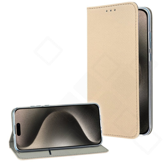 anco Basic Magnetic Bookcase für Apple iPhone 15 Pro Max in Gold