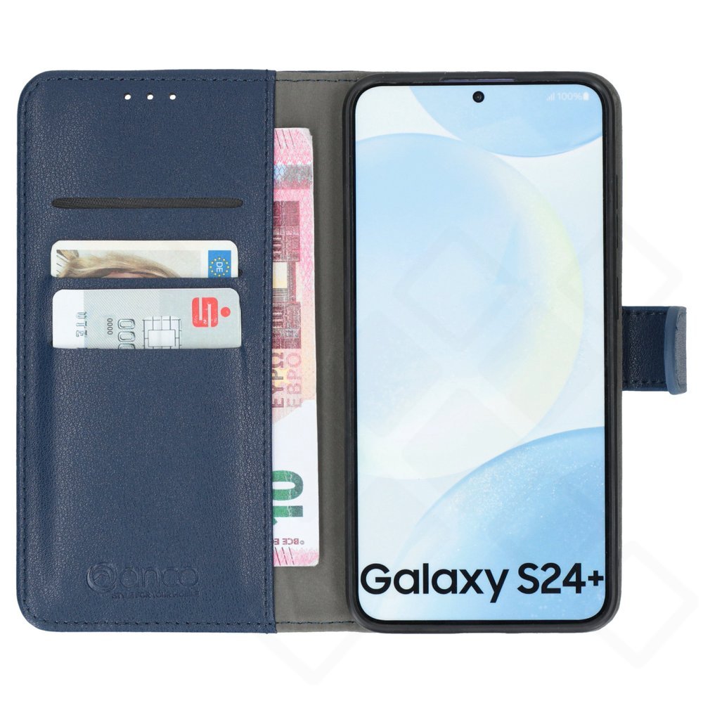 anco Basic Bookcase für Samsung Galaxy S24+ – PU Leder Hülle mit Kartenfach