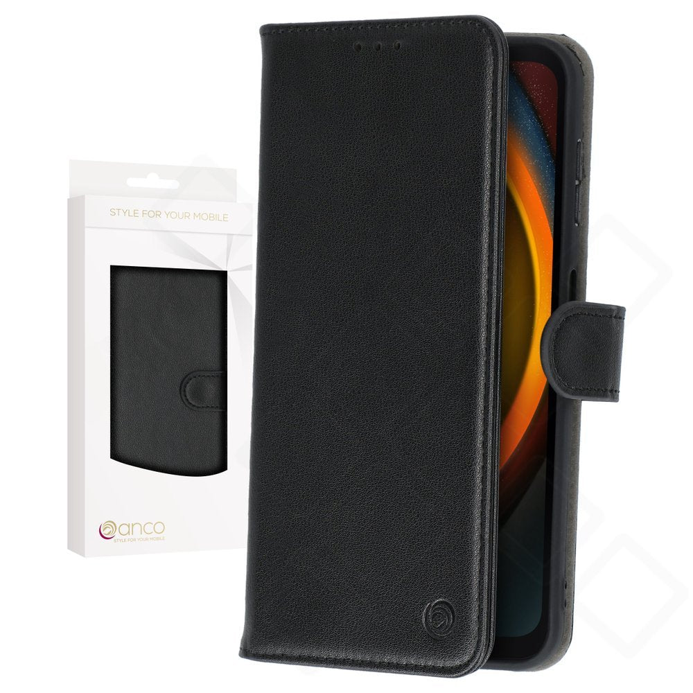 anco Basic Bookcase für Samsung Galaxy XCover 7 – PU Leder Hülle mit Kartenfach Schwarz