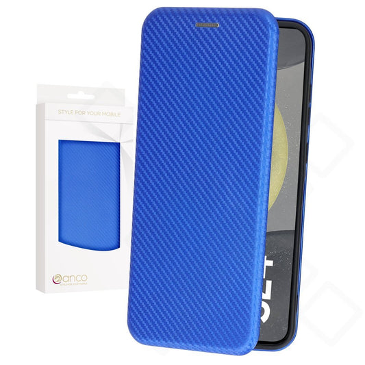 anco Bookcase Carbon Optic für Samsung Galaxy S24 – Wallet Hülle mit Kartenfach