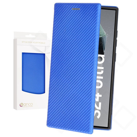 anco Bookcase Carbon Optic für Samsung Galaxy S24 Ultra – Hülle mit Kartenfach