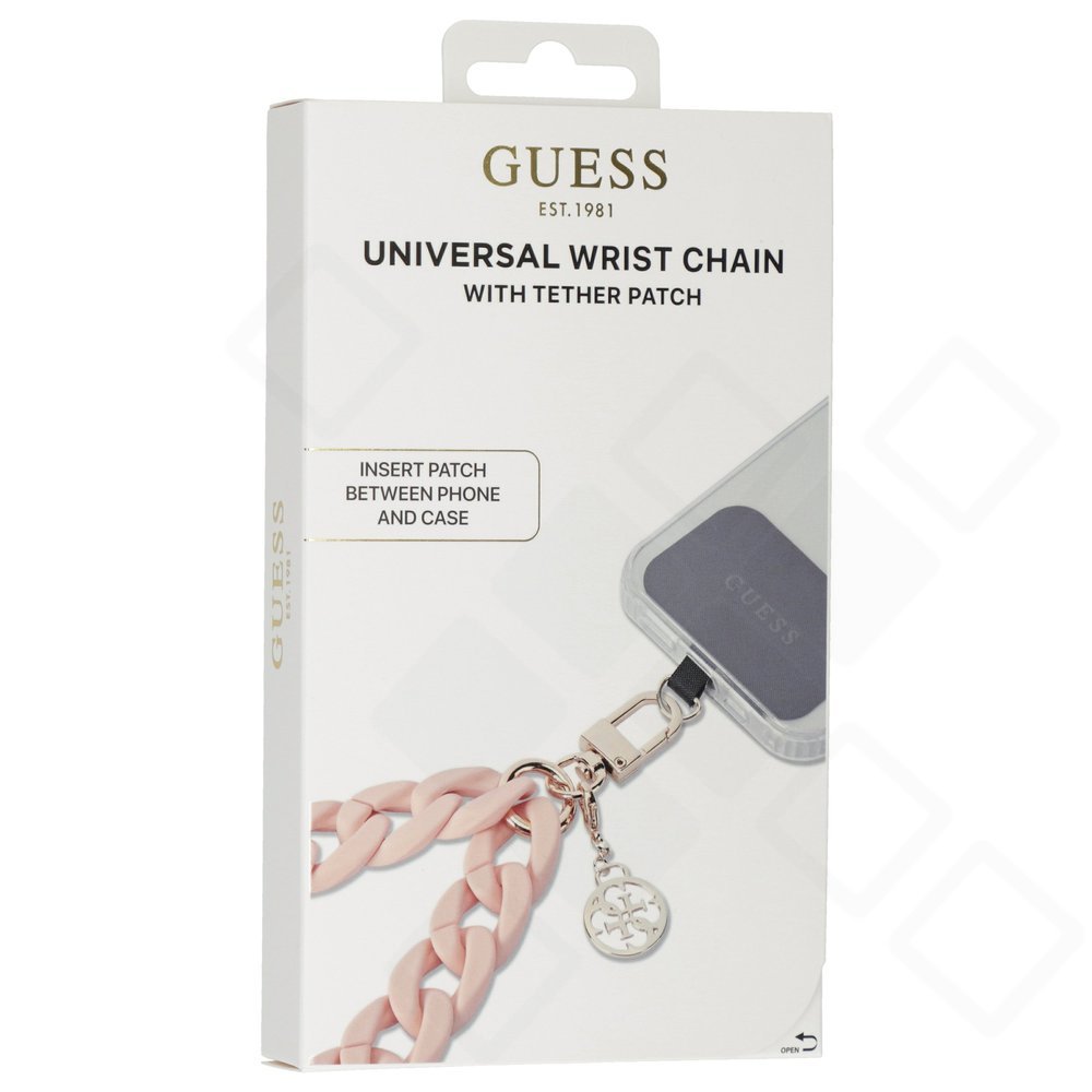 Guess Universal Wrist Chain Hand Strap | 4G Charm Handgelenkband Schwarz & Rosa