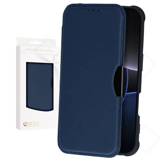 anco Bookcase Carbon Look für iPhone 16 Pro – Hülle mit Kartenfach
