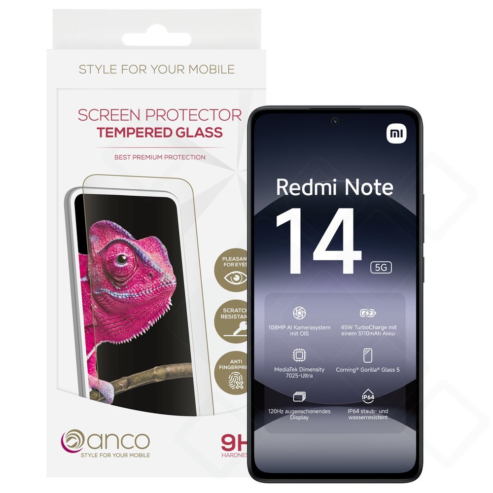Xiaomi Redmi Note 14 5G Panzerglas – anco 9H Fullscreen Displayschutz