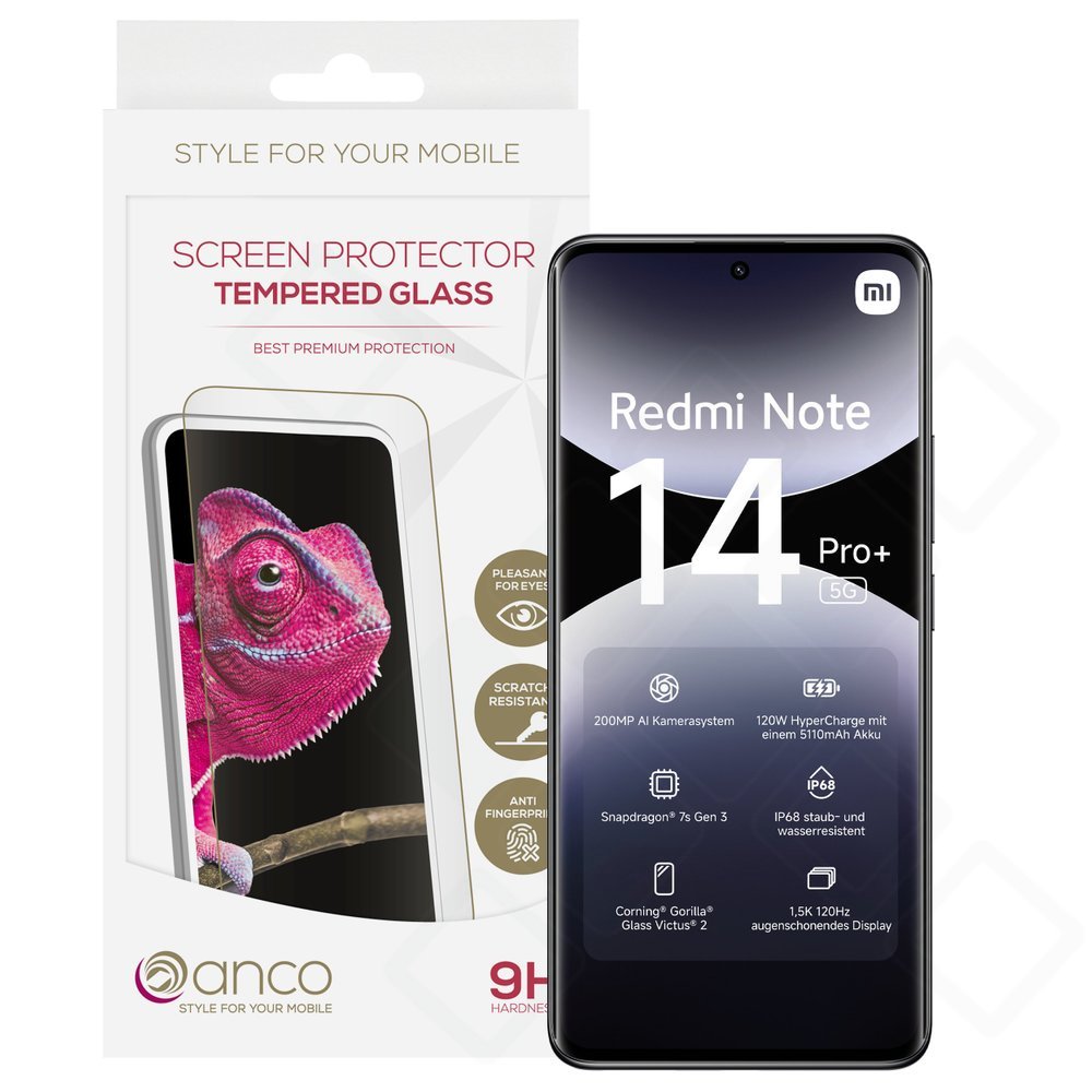 Xiaomi Redmi Note 14 Pro+ 5G Panzerglas – anco 9H Fullscreen Displayschutz