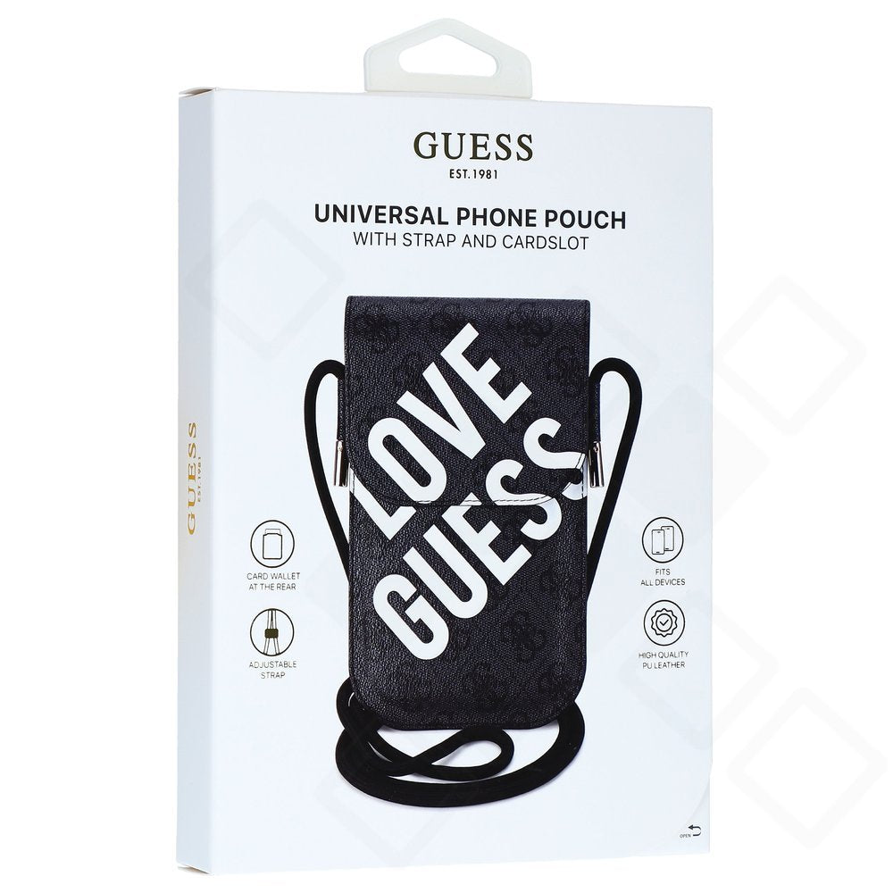 Guess PU 4G Big Love Logo Phone Bag | Smartphone Umhängetasche Schwarz