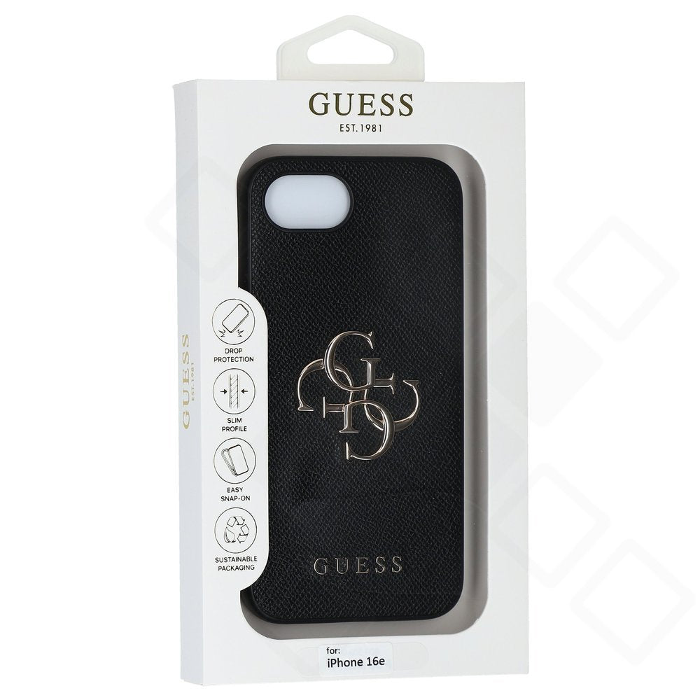 iPhone 16e / 17e Hülle | Guess Grained Big 4G Logo Case Schwarz
