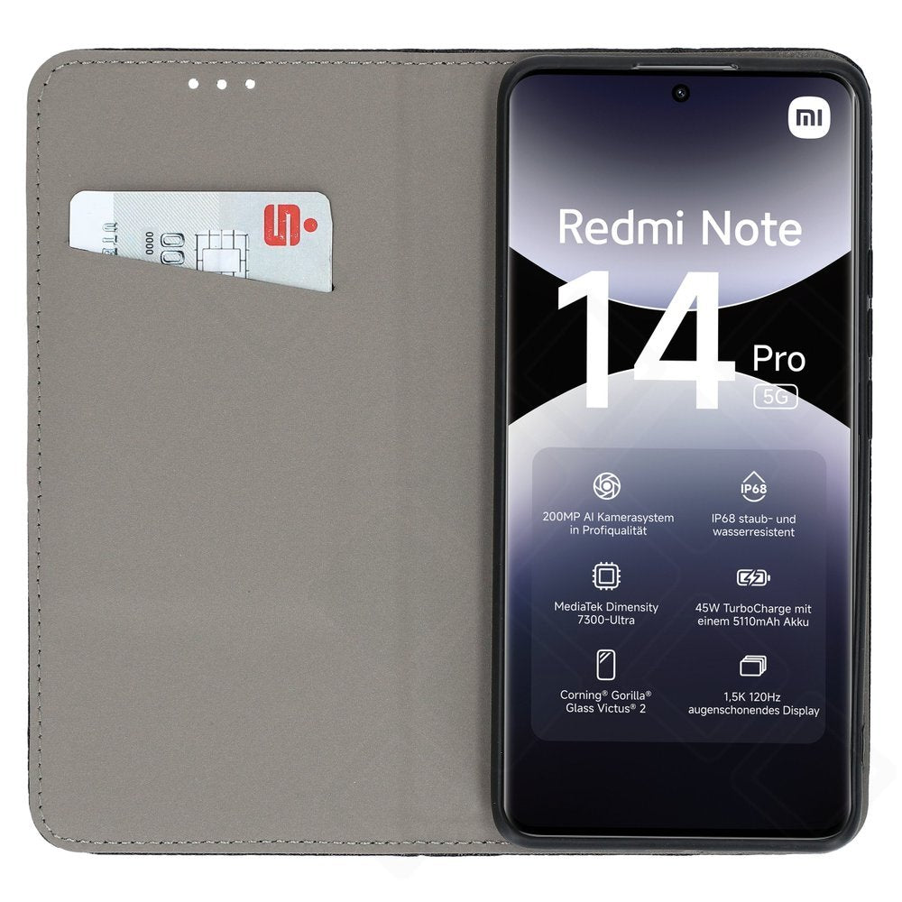 anco Magnetic Bookcase für Xiaomi Redmi Note 14 Pro / 14 Pro+ 5G – Schwarz