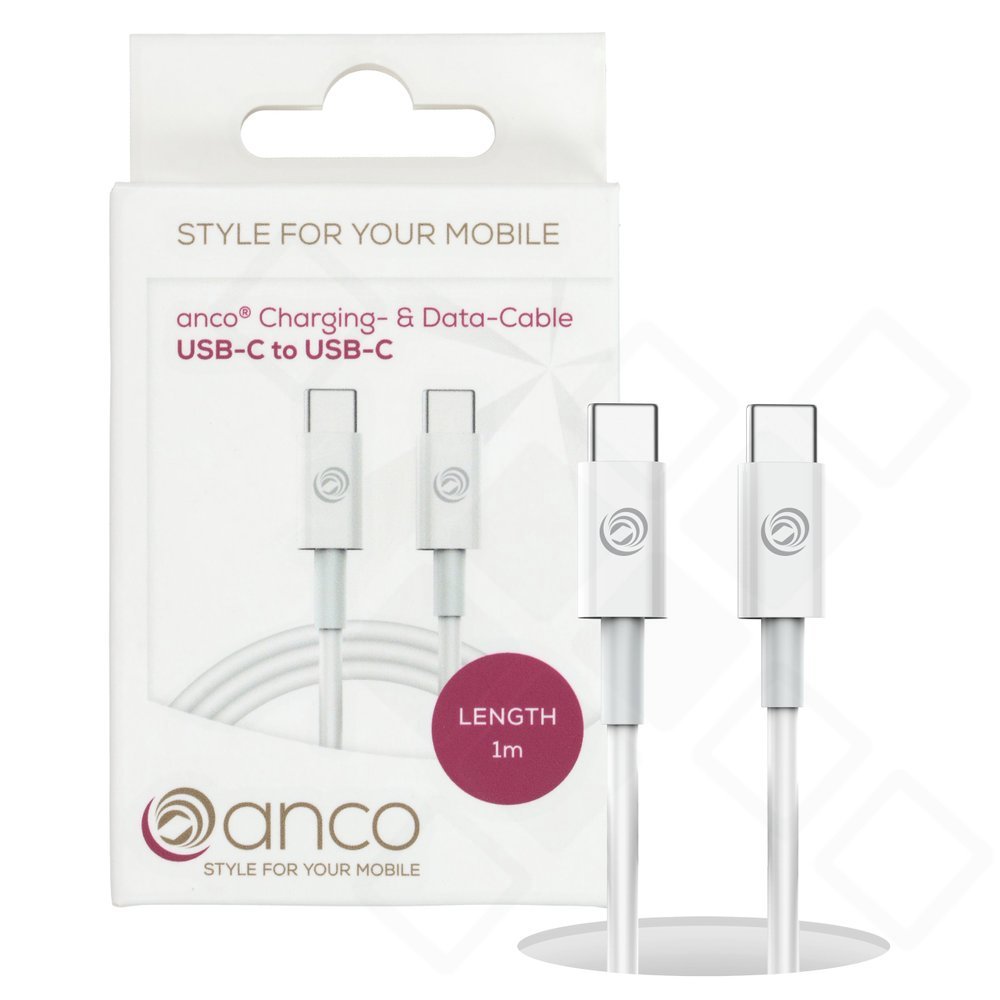 anco USB-C Kabel 65W 1m – Schnellladekabel & Datenkabel, Weiß