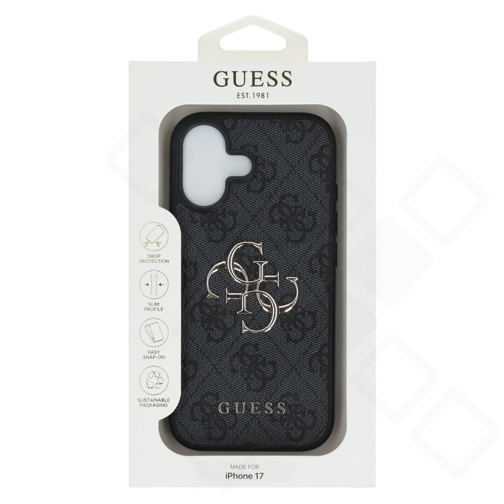 Guess PU 4G Metal Logo Case für Apple iPhone 17 – Schwarz