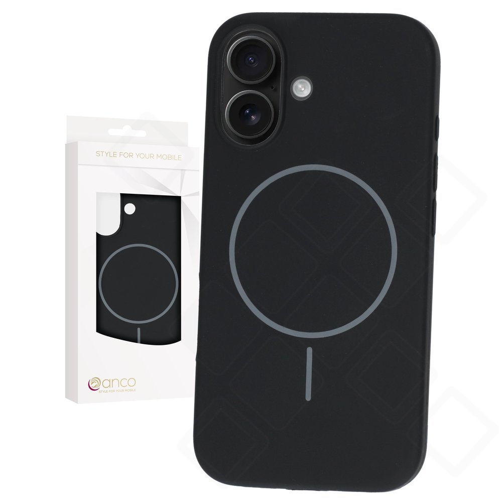 anco Magnet Liquid Silicone Case für Apple iPhone 16 – Schwarz