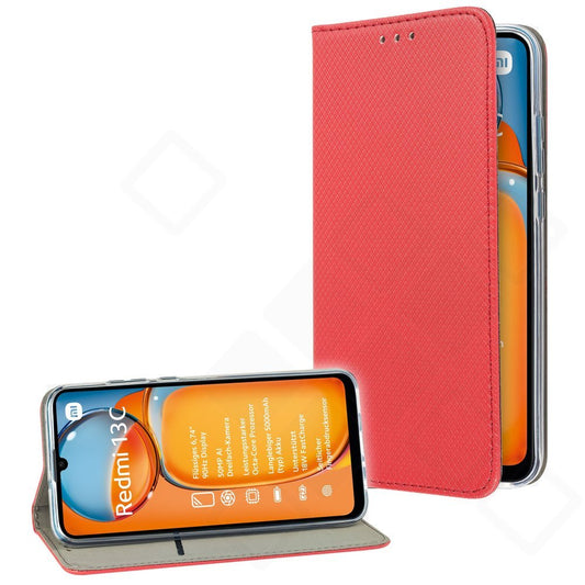 Bookcase basic magnetic für Xiaomi Redmi 13C 4G, 13C 5G - red