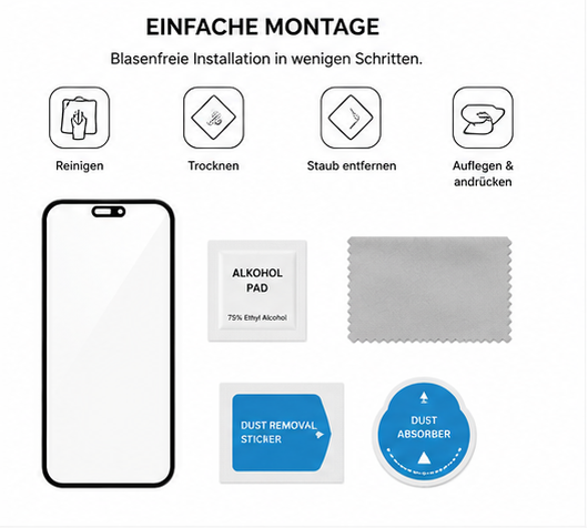 anco Panzerglas Fullscreen für Apple iPhone 16 Pro Max, 17 Pro Max & 18 Pro Max – 9H Schutzglas