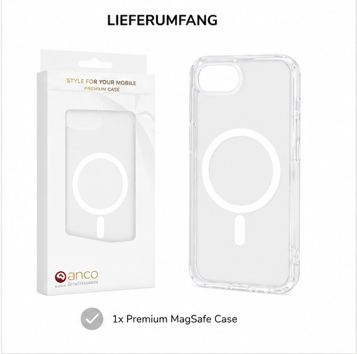 anco Magnetic Case iPhone 17e / 16e Crystal Clear – MagSafe Handyhülle Transparent