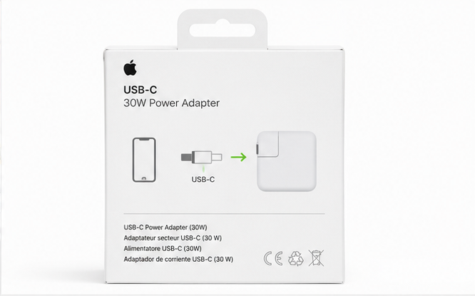 Apple USB-C Power Adapter 30W Original Ladegerät USB-C Schnellladegerät MW2G3ZM/A Weiß