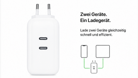 Apple 35W Dual USB-C Power Adapter – Original USB-C Netzteil 2 Port Schnellladegerät Weiß