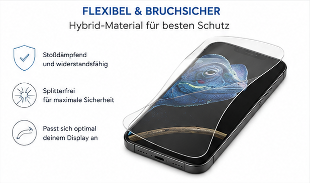 anco Hybrid Glass für Apple iPhone 15 Plus – Flexibles Panzerglas Displayschutz Schutzfolie