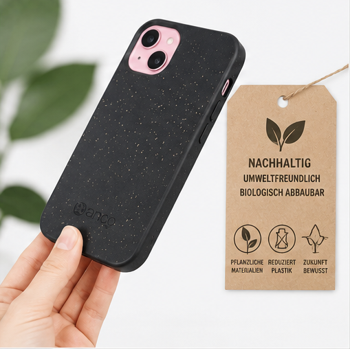 anco Bioly Bio Handyhülle für Apple iPhone 15 Plus Schwarz – Nachhaltige Schutzhülle