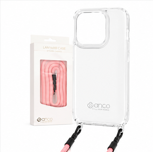 anco Lanyard Protect Case für Apple iPhone 15 Pro Handyhülle mit Umhängeband Transparent