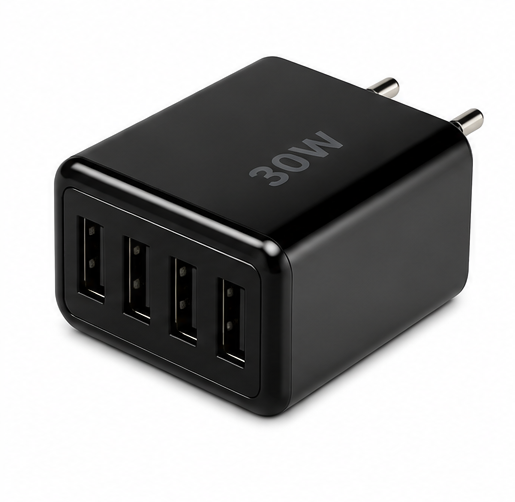 goobay USB-A Multiport Ladegerät 30W 4-Port USB Netzteil Schnellladegerät Weiß