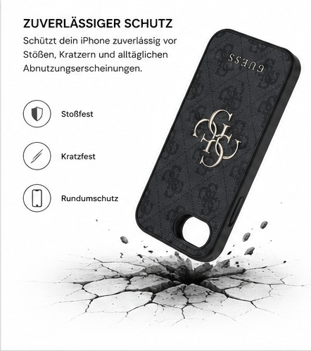 Guess PU 4G Metal Logo Case für Apple iPhone 16e / 17e Premium Handyhülle