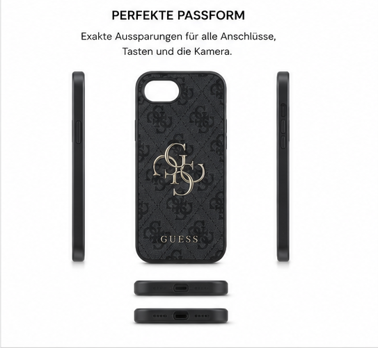 Guess PU 4G Metal Logo Case für Apple iPhone 16e / 17e Premium Handyhülle