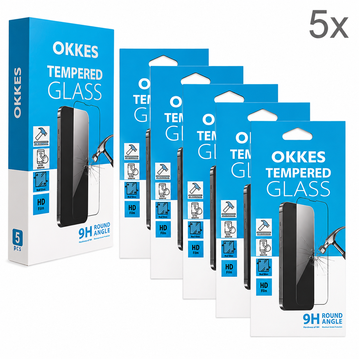 5er Set okkes® Tempered Glass für Samsung Galaxy A17 4G / 5G / A18 4G / 5G