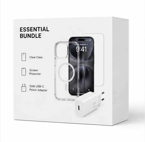 iPhone 17 Pro Max MagSafe Hülle + Panzerglas + 20W Ladegerät | 4smarts 3in1 Premium Starter Set