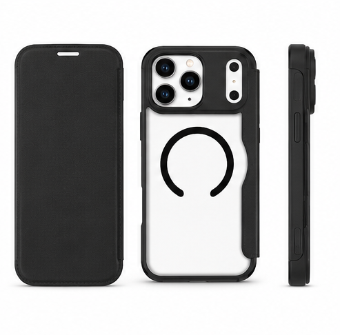 iPhone 17 Pro Max Flipcase MagSafe & Qi2 – 4smarts Urban Pro Wallet Hülle Schwarz