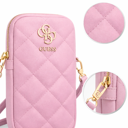 Guess Quilted 4G Wallet Phone Bag | PU-Leder Umhängetasche Rosa