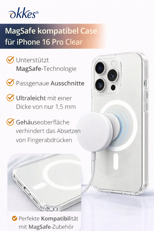 OKKES MagSafe Hülle für iPhone 16 Pro – Dünnes Case 1,5 mm