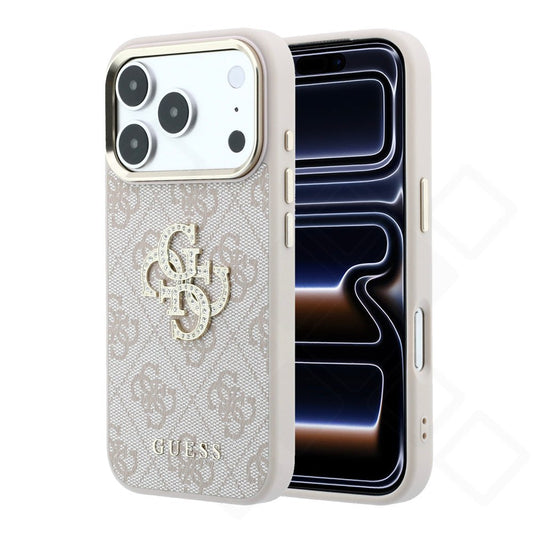 Guess 4G & Big Strass Logo Case für Apple iPhone 17 Pro, 18 Pro - pink