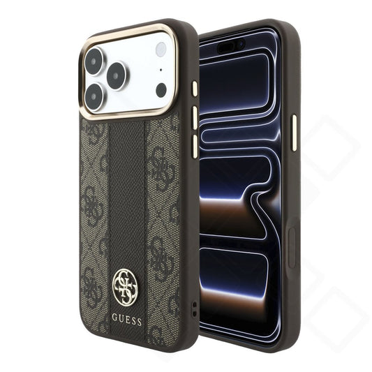 Guess 4G with Stripe Round and Classic Logos MagSafe für Apple iPhone 17 Pro, 18 Pro - brown