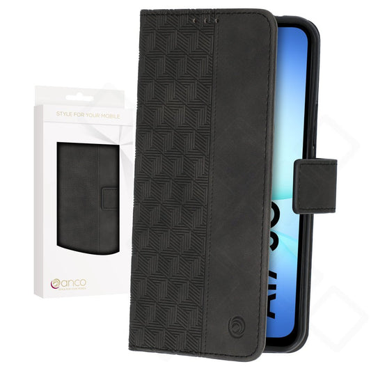 anco Bookcase Geometric für A175B, A176B, A185F, A186B Samsung Galaxy A17 4G, A17 5G, A18 4G, A18 5G - black