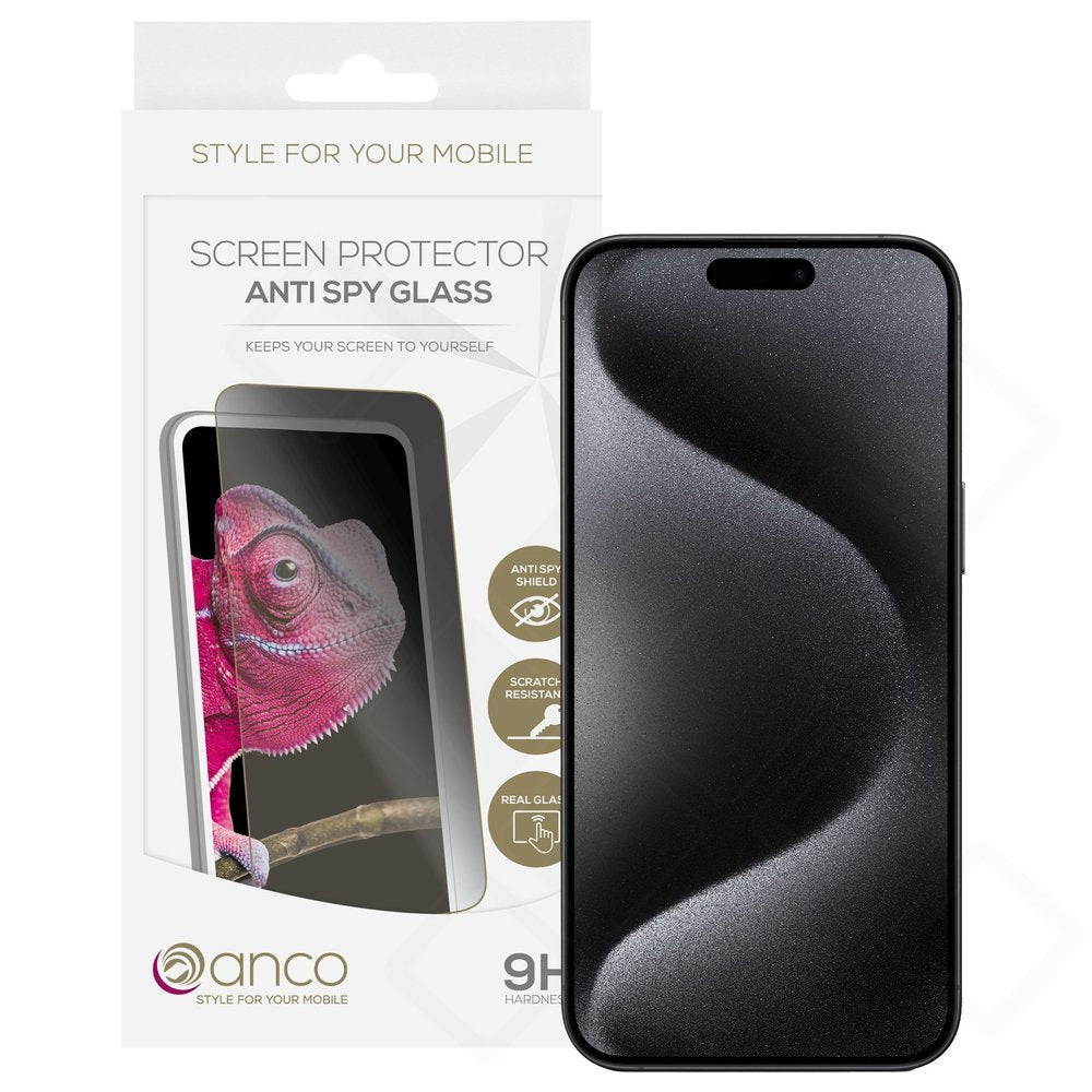 anco Anti-Spy Panzerglas 9H mit Privacy-Funktion für Apple iPhone 15 Pro Max
