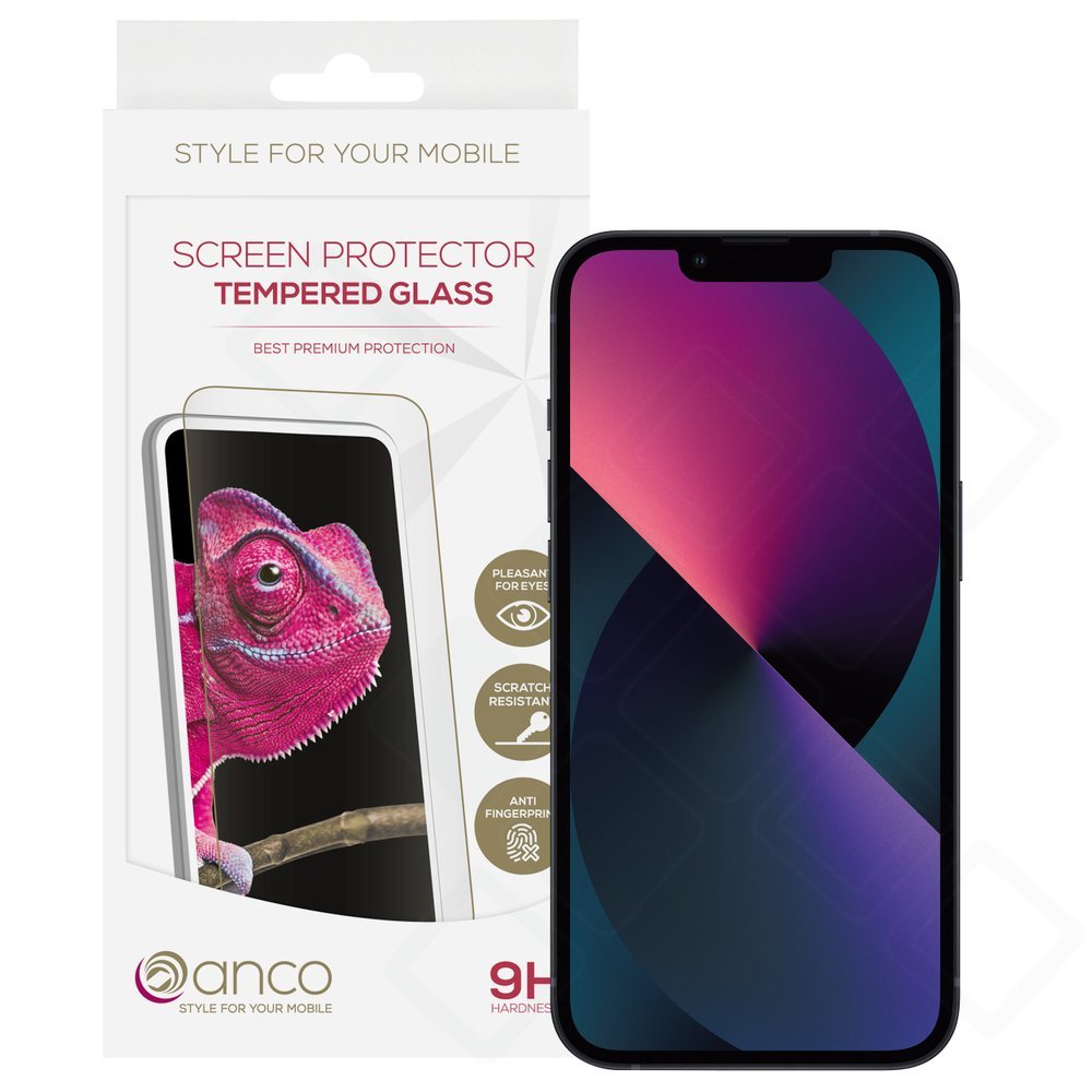 anco Tempered Glass Fullscreen für Apple iPhone 13, 13 Pro, 14, 16e, 17e - black