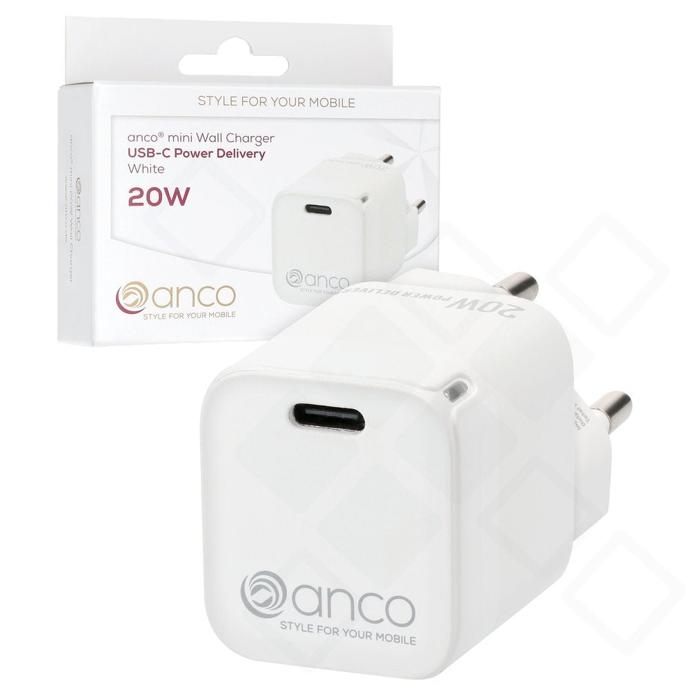 anco mini Wall Charger USB-C Power Delivery 20W - white