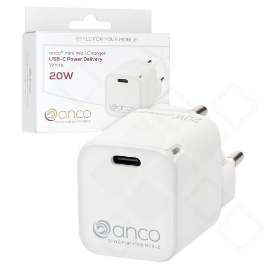 anco mini Wall Charger USB-C Power Delivery 20W - white