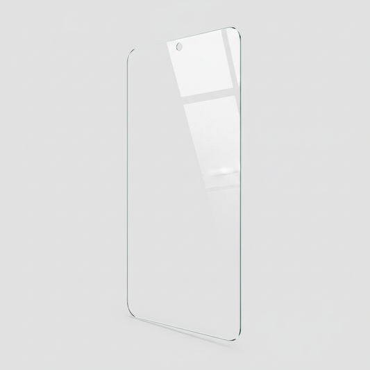 Displayschutzglas 3/4 Ansicht grauer Hintergrund