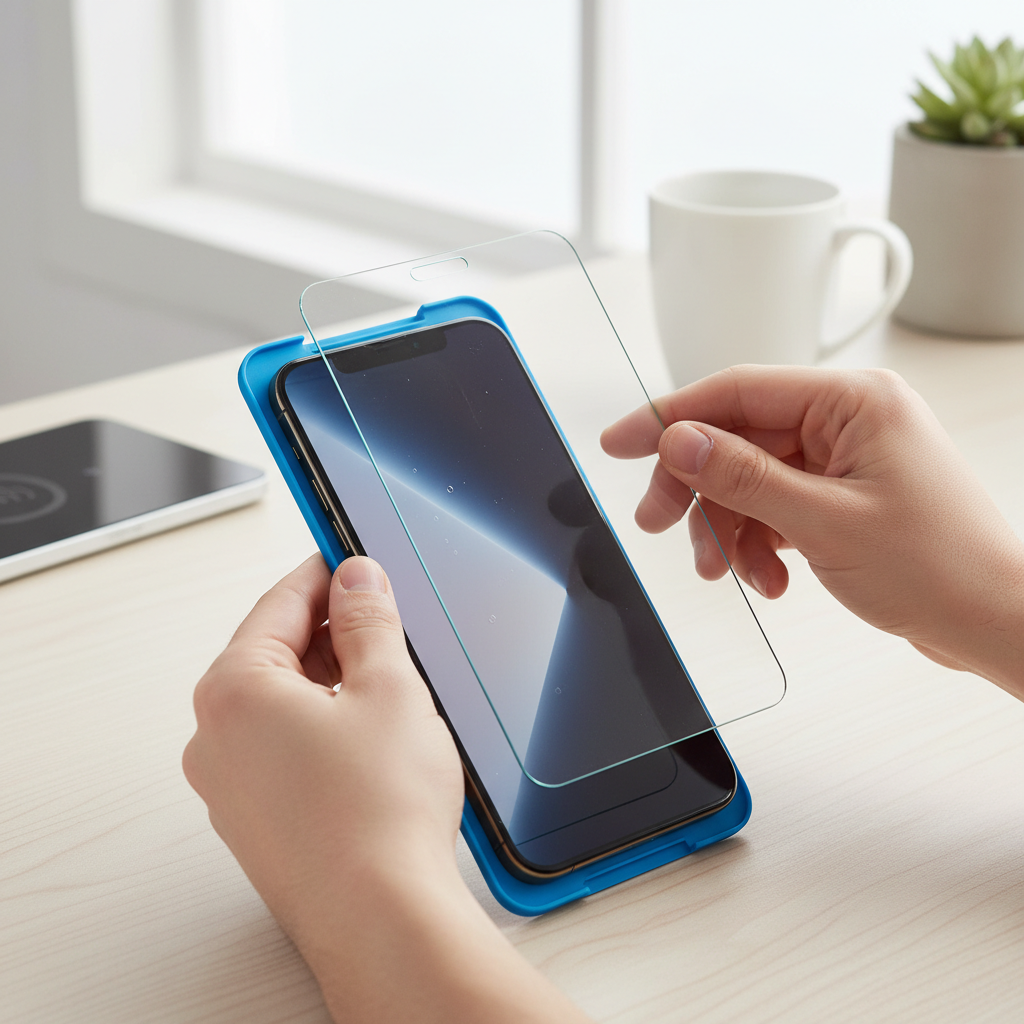 4smarts Second Glass iPhone 17 Pro Max – Montage mit Installationsrahmen