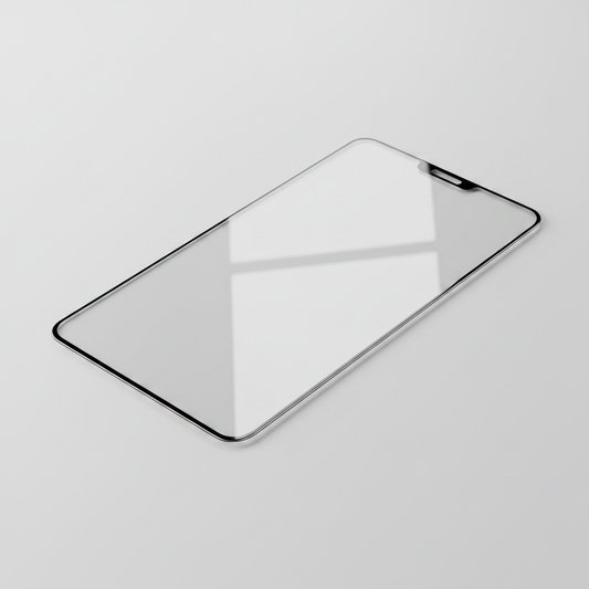 Displayschutzglas 3/4 Ansicht grauer Hintergrund