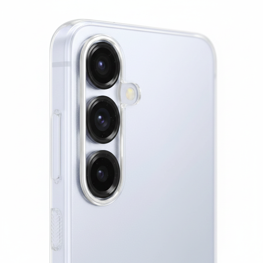 Samsung Clear Case Galaxy S25 – Detailansicht Anti-Vergilb-Material Kameraausschnitt