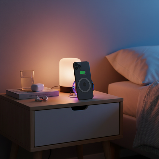 4smarts Qi2 25W MagSafe RGB Lifestyle Nachttisch